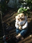 Preview: Zwerg mit Angel und Fisch 24cm Kantenhocker Deko Figur Gartenzwerg NEU