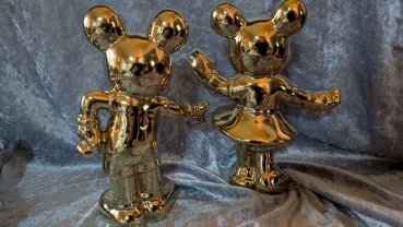 niedliche Micky und Minnie Maus im Set Höhe 30 cm gold