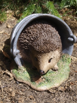 Igel Deko Figur TOP im Eimer lebensecht wetterfest Garten Figur NEU HOTANT