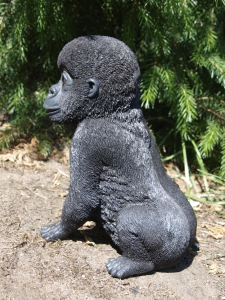 Gorilla Deko Figur Affe Baby lebensecht wetterfest Gartenfigur HOTANT NEU
