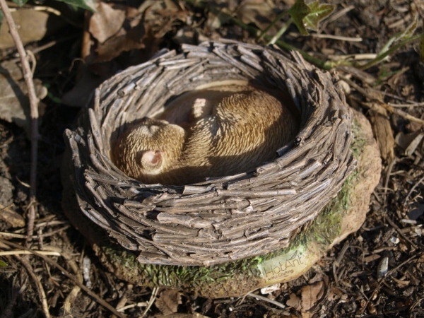 Siebenschläfer Maus Deko Figur lebensecht Nest wetterfest Gartenfigur HOTANT NEU