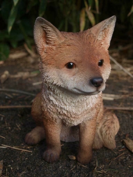 Fuchs Deko Figur Baby lebensgroß sitzend Hotant