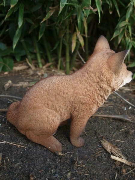 Fuchs Deko Figur Baby lebensgroß sitzend Hotant
