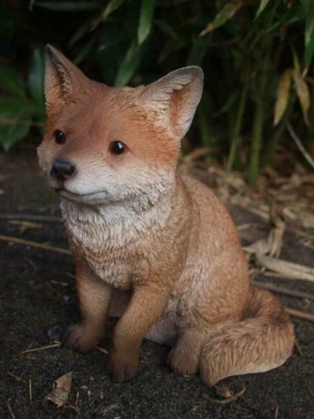 Fuchs Deko Figur Baby lebensgroß sitzend Hotant
